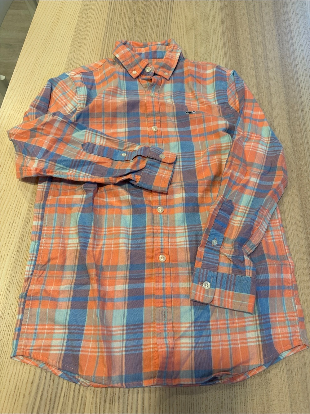 Vintage Vines Kids Plaid Button-Down Shirt - Pink & Blue - Boys Size 12-14